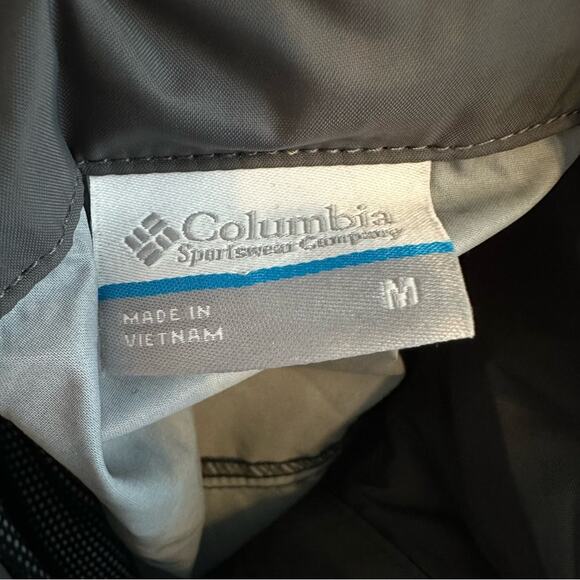 Columbia Windbreaker Gray Black Size Medium Hood Toggle Cinch Waist - Picture 5 of 8